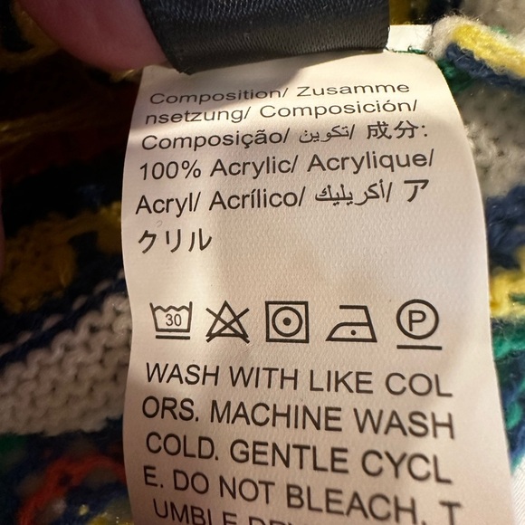 Women’s Large Striped Cropped Crewneck Sweater. Scalloped Hem. Oversized. - Picture 7 of 11